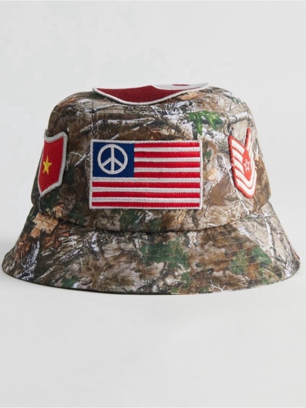 NWT URBAN OUTFITTERS CONEY ISLAND PICNIC Tree Camo Bucket Hat w Patches OS